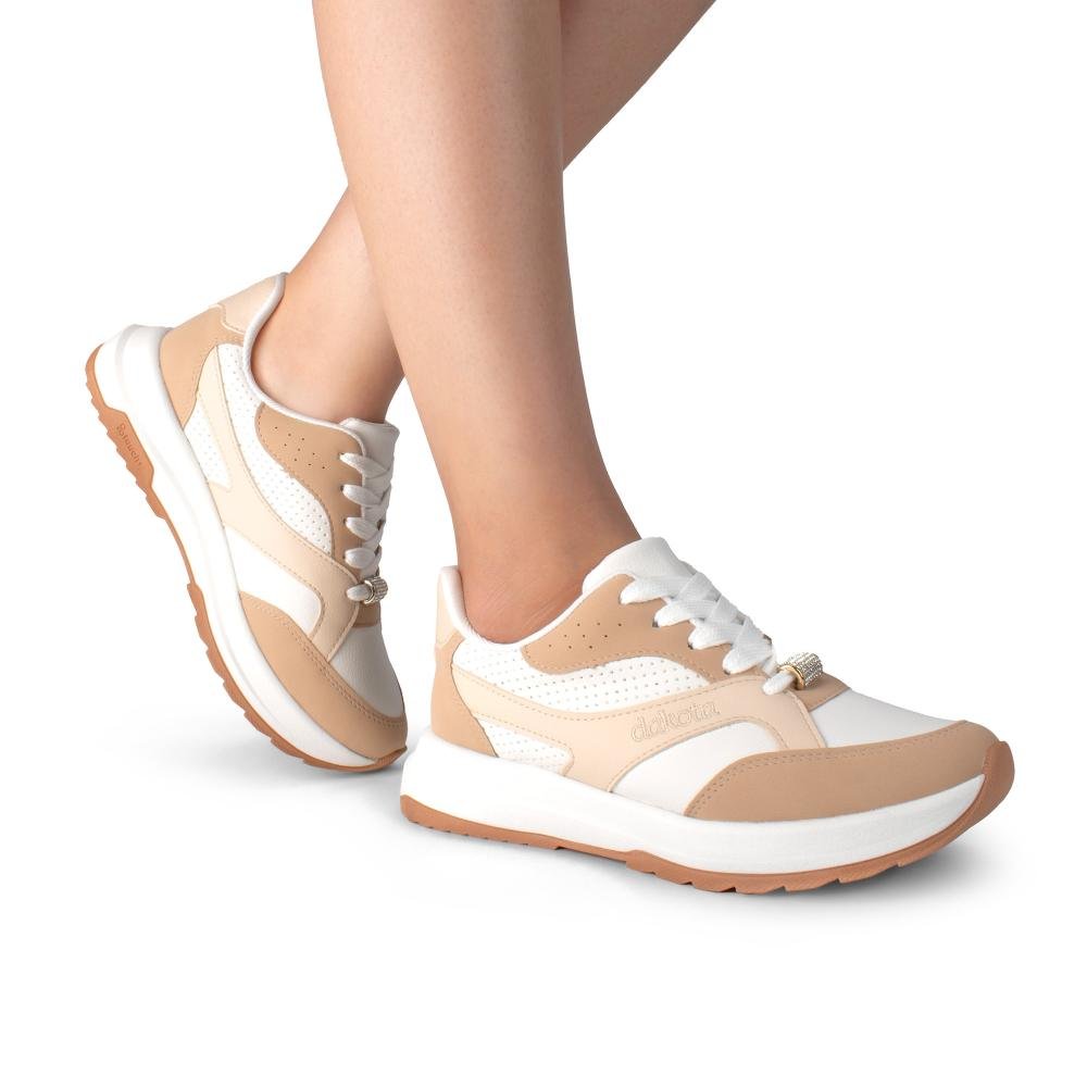 Tênis Dakota Jogging Feminino D2112 Bege/Branco 2