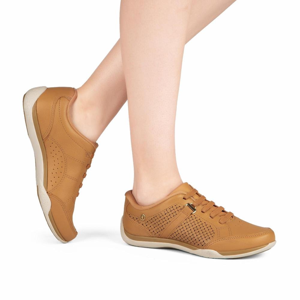 Tênis Kolosh Casual Em Couro Feminino C4205 Caramelo 2