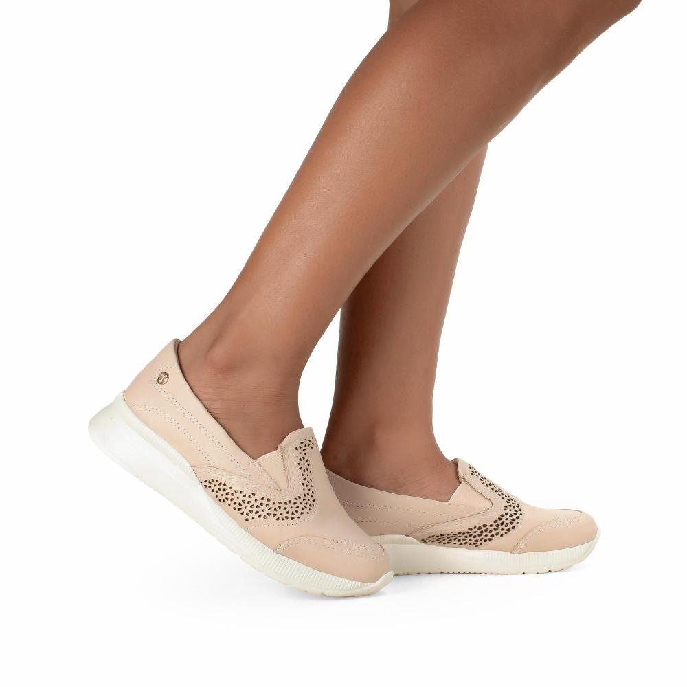 Tênis Kolosh Jogging Em Couro Feminino C3150A Bege 2