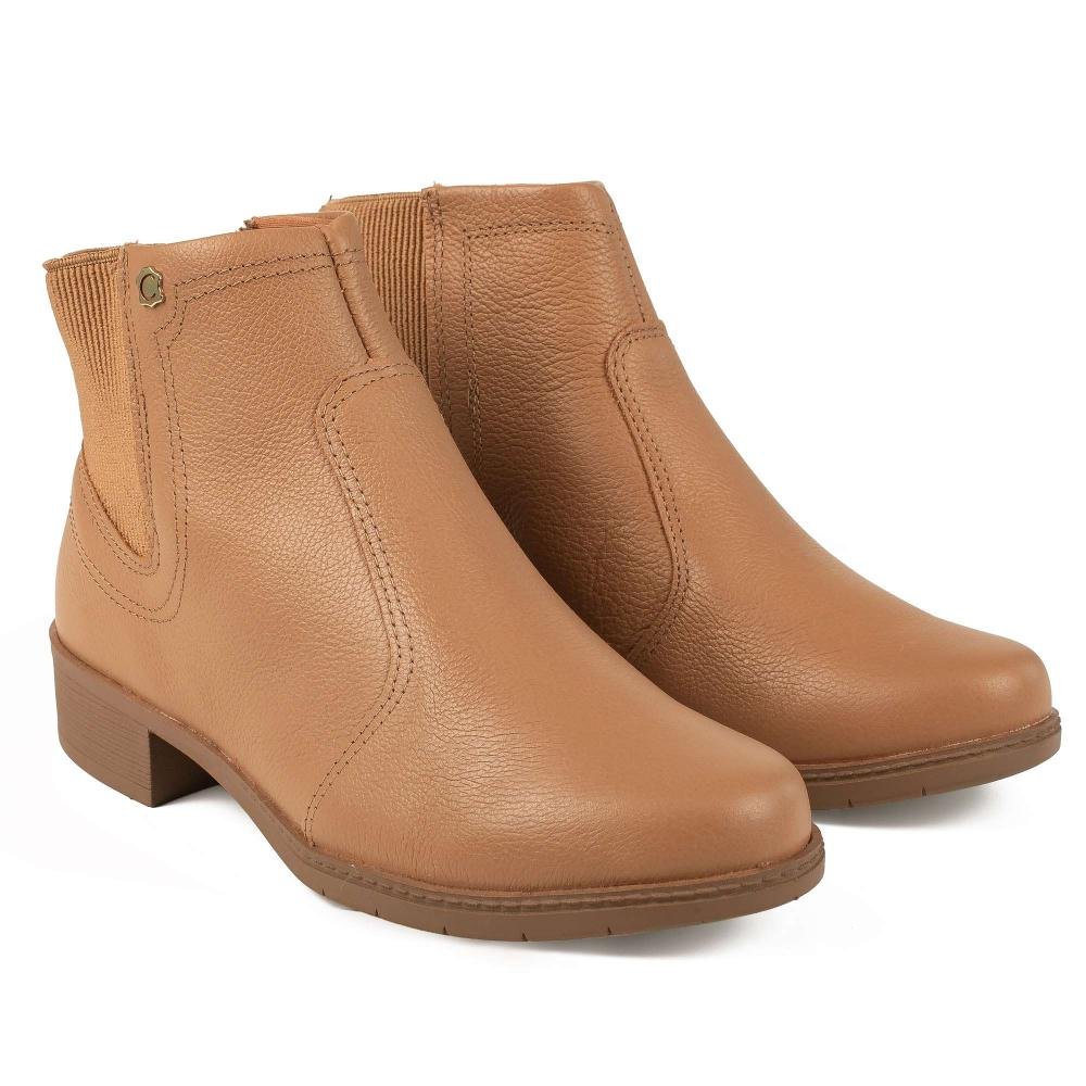 Bota Campesí Em Couro de Cano Curto Feminina CE561 Marrom 5