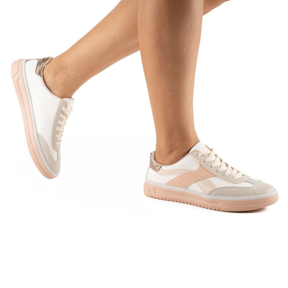 Tênis Mississipi Casual Feminino J1191 Branco/Salmão 2