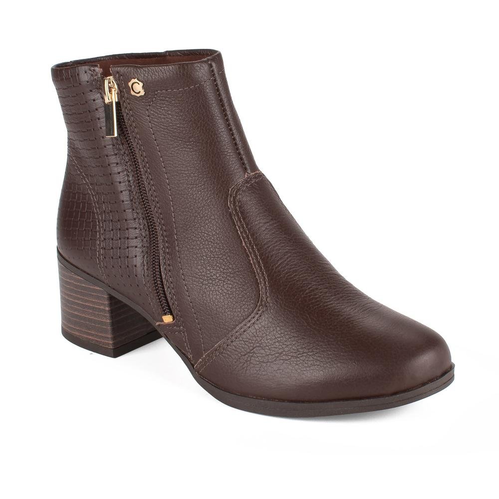 Bota Campesí Em Couro de Salto Bloco Feminina CE374