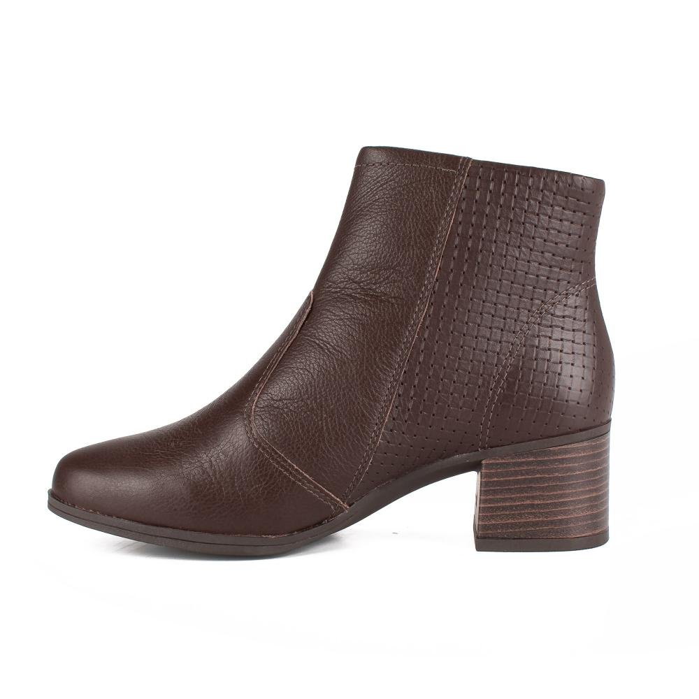 Bota Campesí Em Couro de Salto Bloco Feminina CE374 Café 4