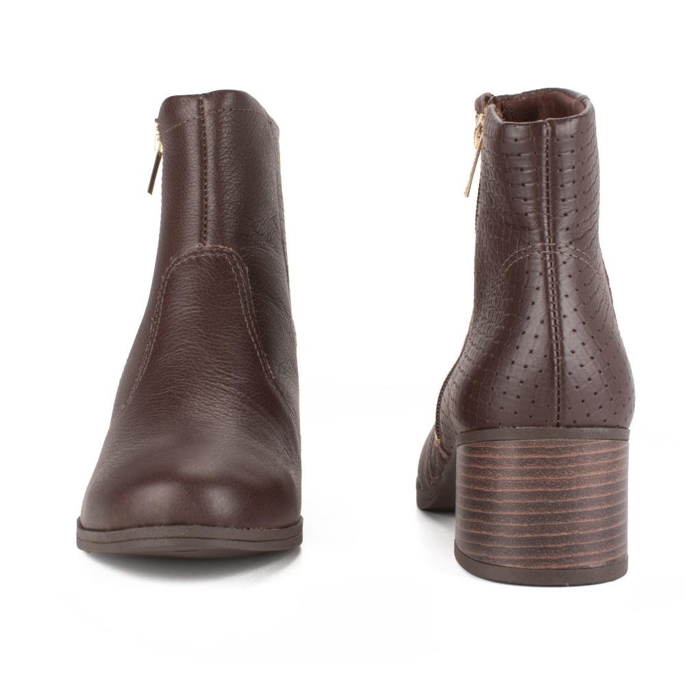 Bota Campesí Em Couro de Salto Bloco Feminina CE374 Café 6