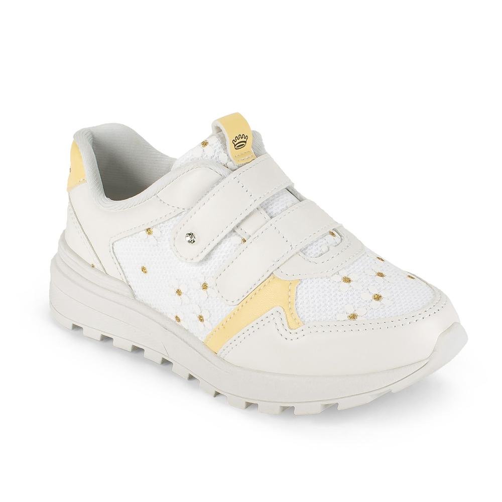 Tênis Pink Cats Infantil Jogging V6221 Branco/Amarelo 3