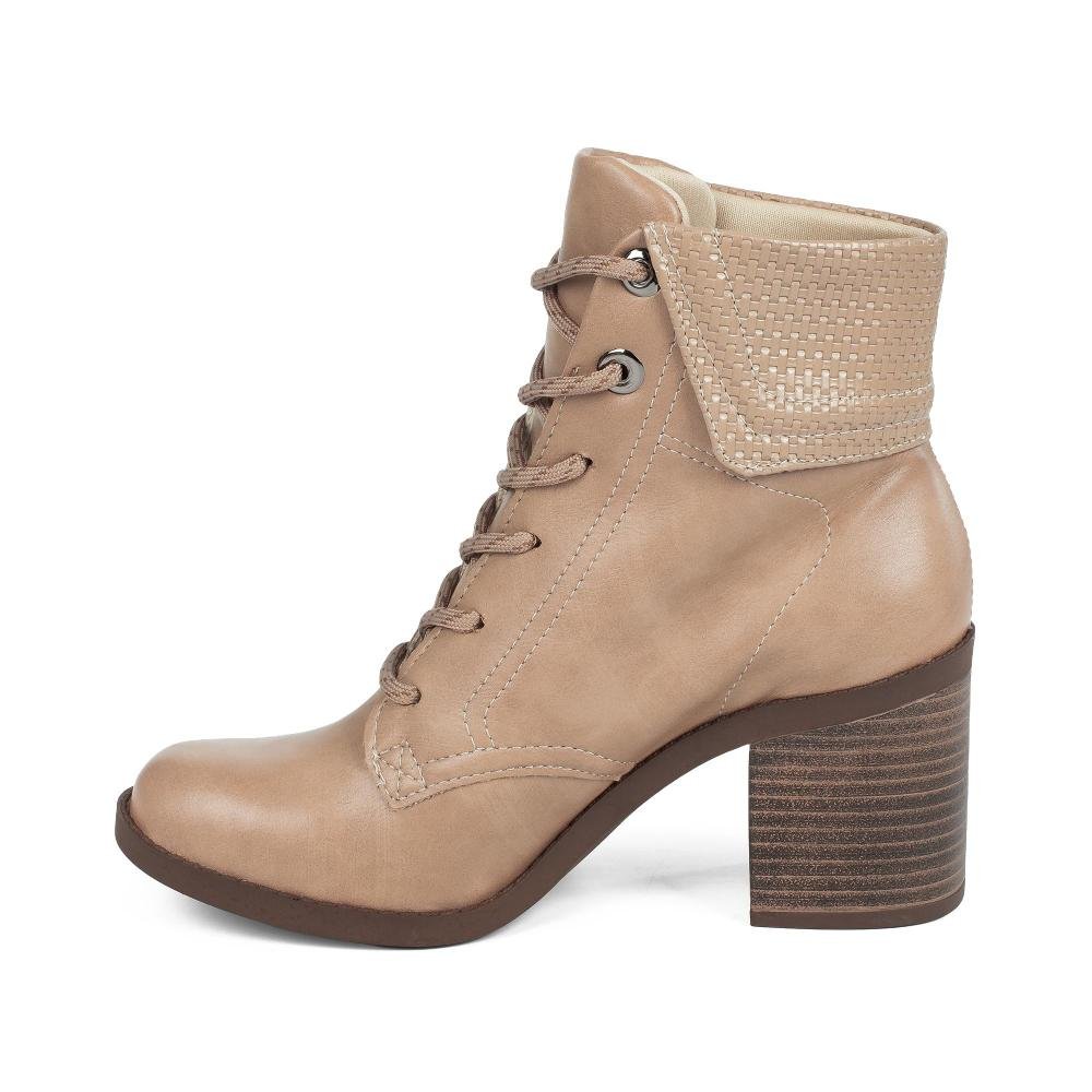 Bota Coturno Dakota de Salto Bloco Feminina D2582 Bege 4