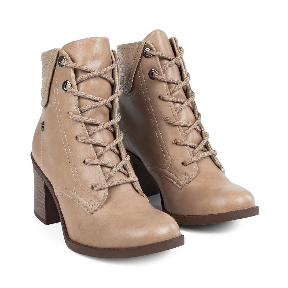 Bota Coturno Dakota de Salto Bloco Feminina D2582 Bege 6