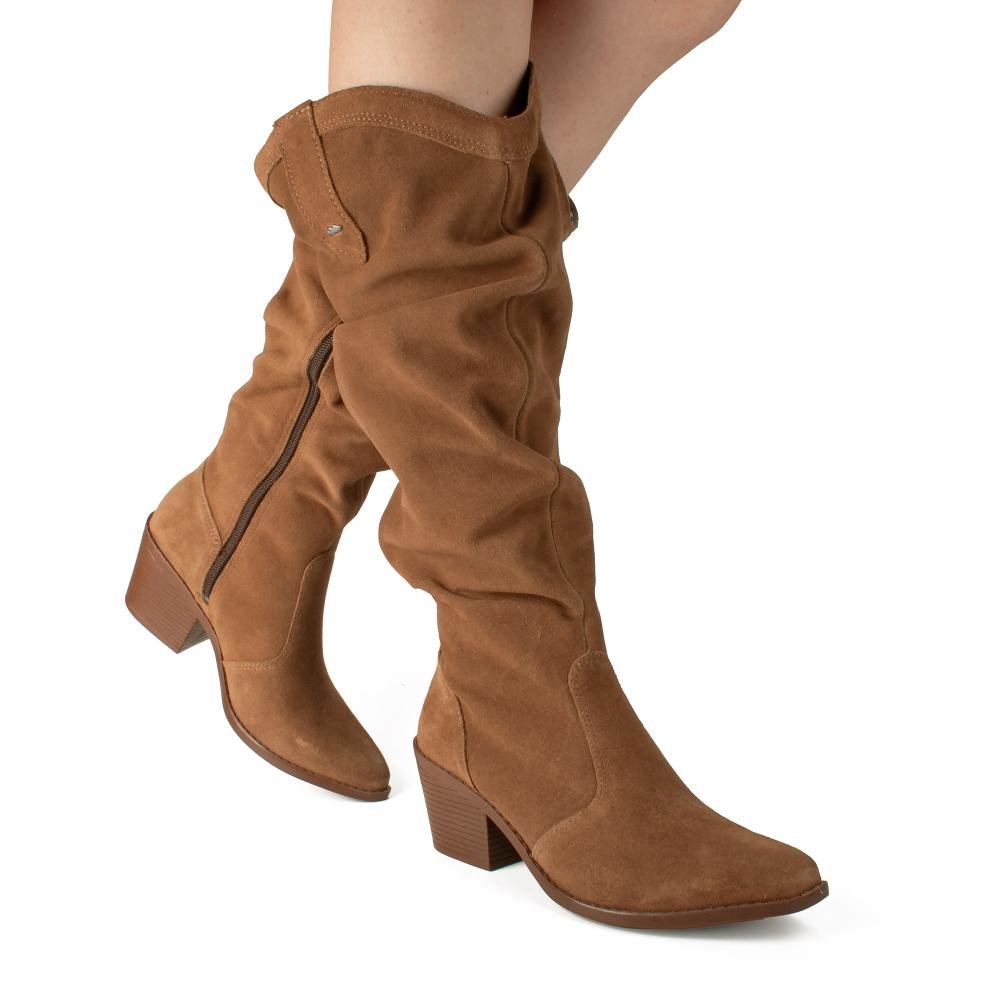 Bota Dakota de Cano Longo Em Couro Feminina D2572 Marrom 4