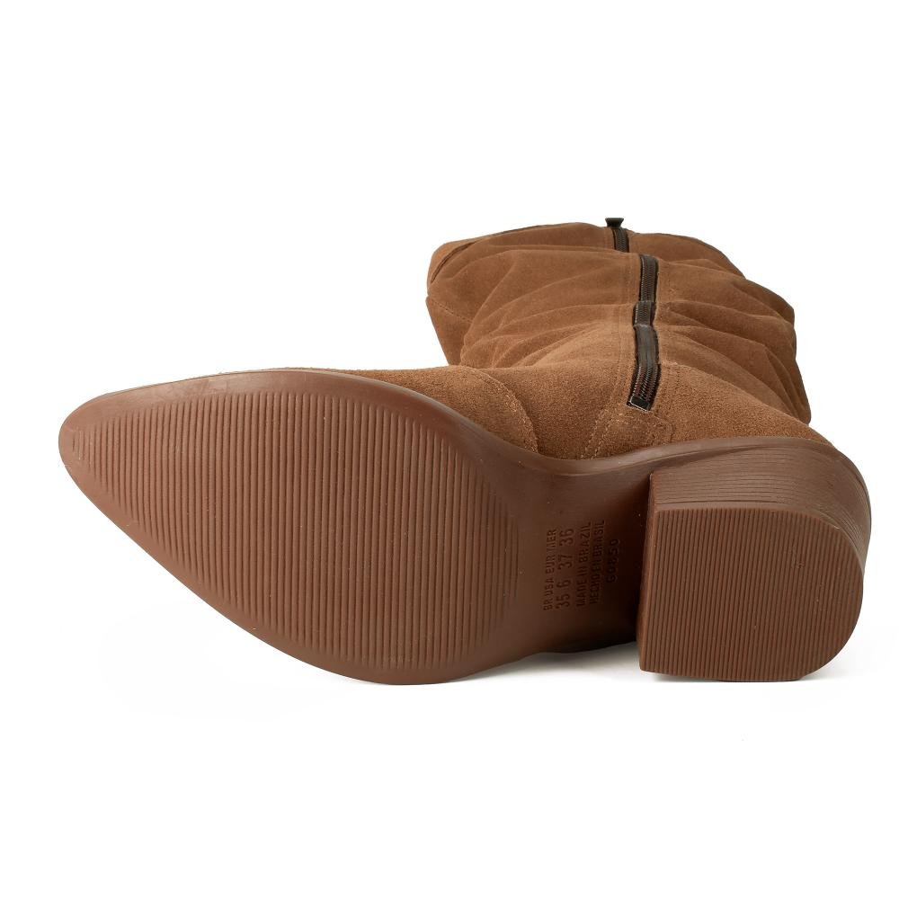 Bota Dakota de Cano Longo Em Couro Feminina D2572 Marrom 5