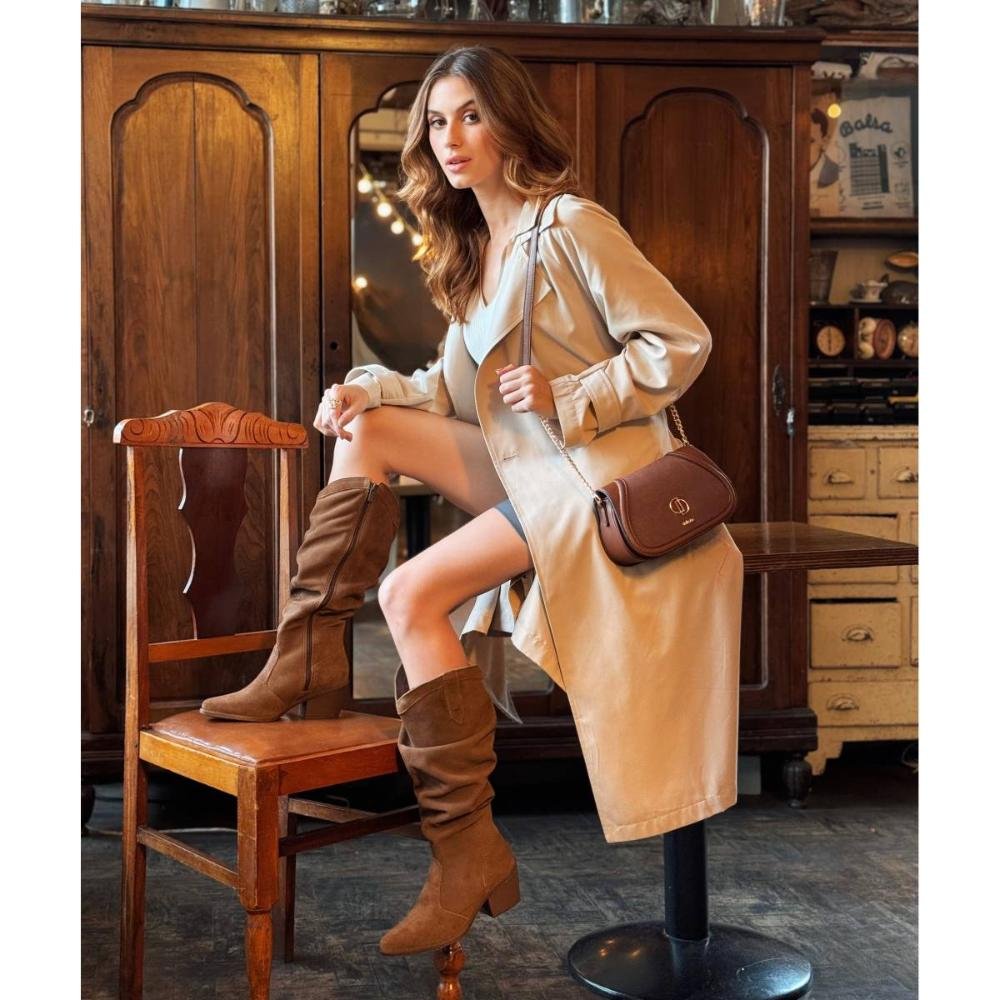 Bota Dakota de Cano Longo Em Couro Feminina D2572 Marrom 7