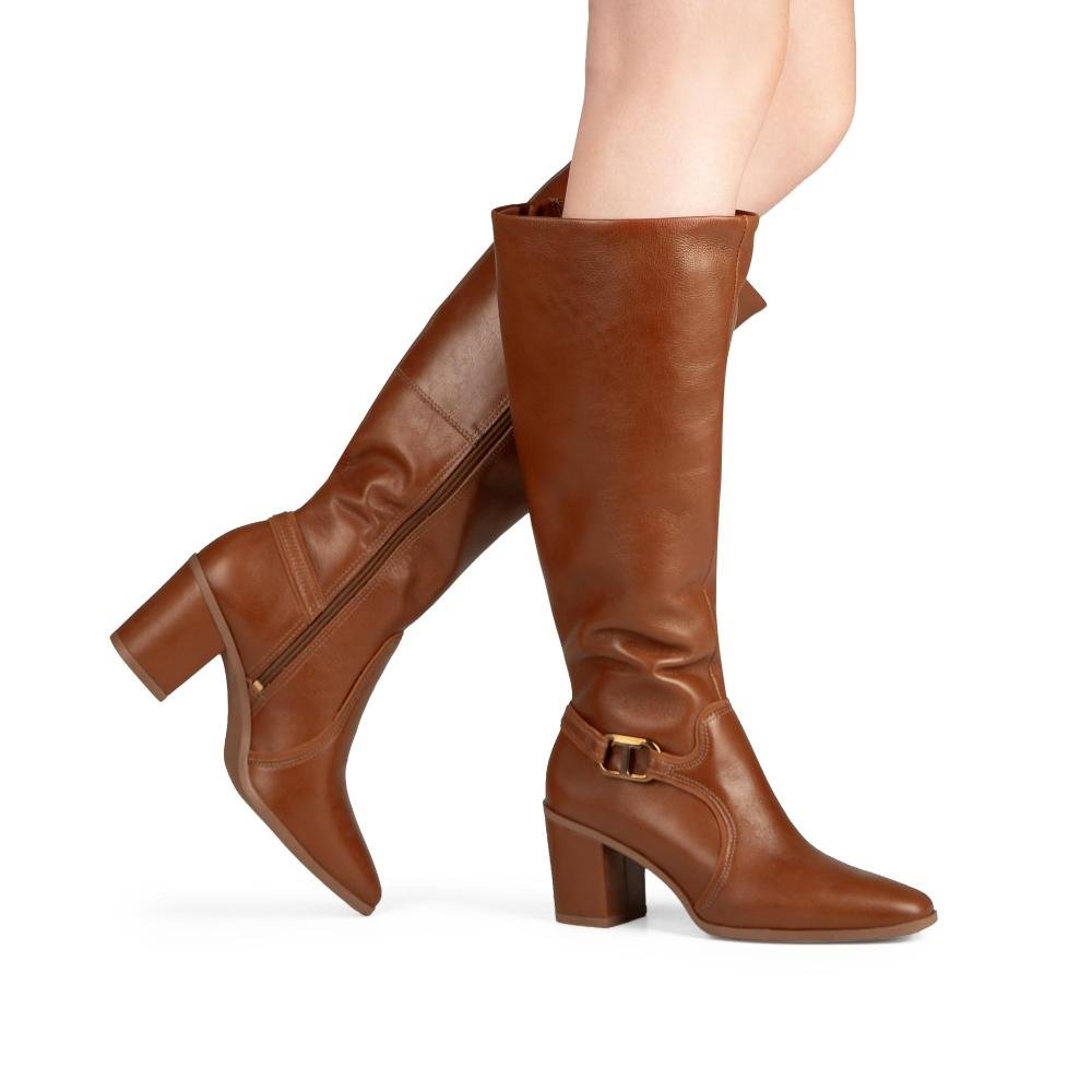 Bota Tanara Em Couro de Cano Longo Feminina T9582 Marrom 2