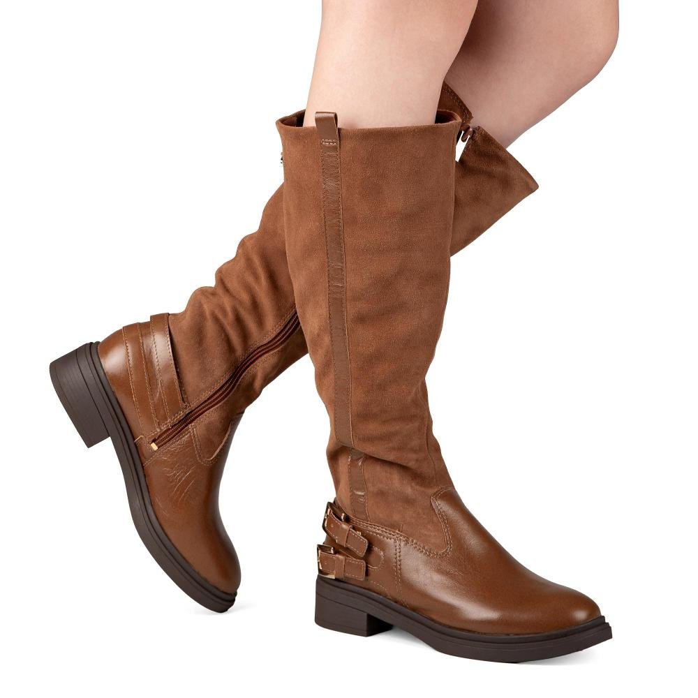 Bota Tanara Em Couro de Cano Longo Feminina T9601 Marrom 2