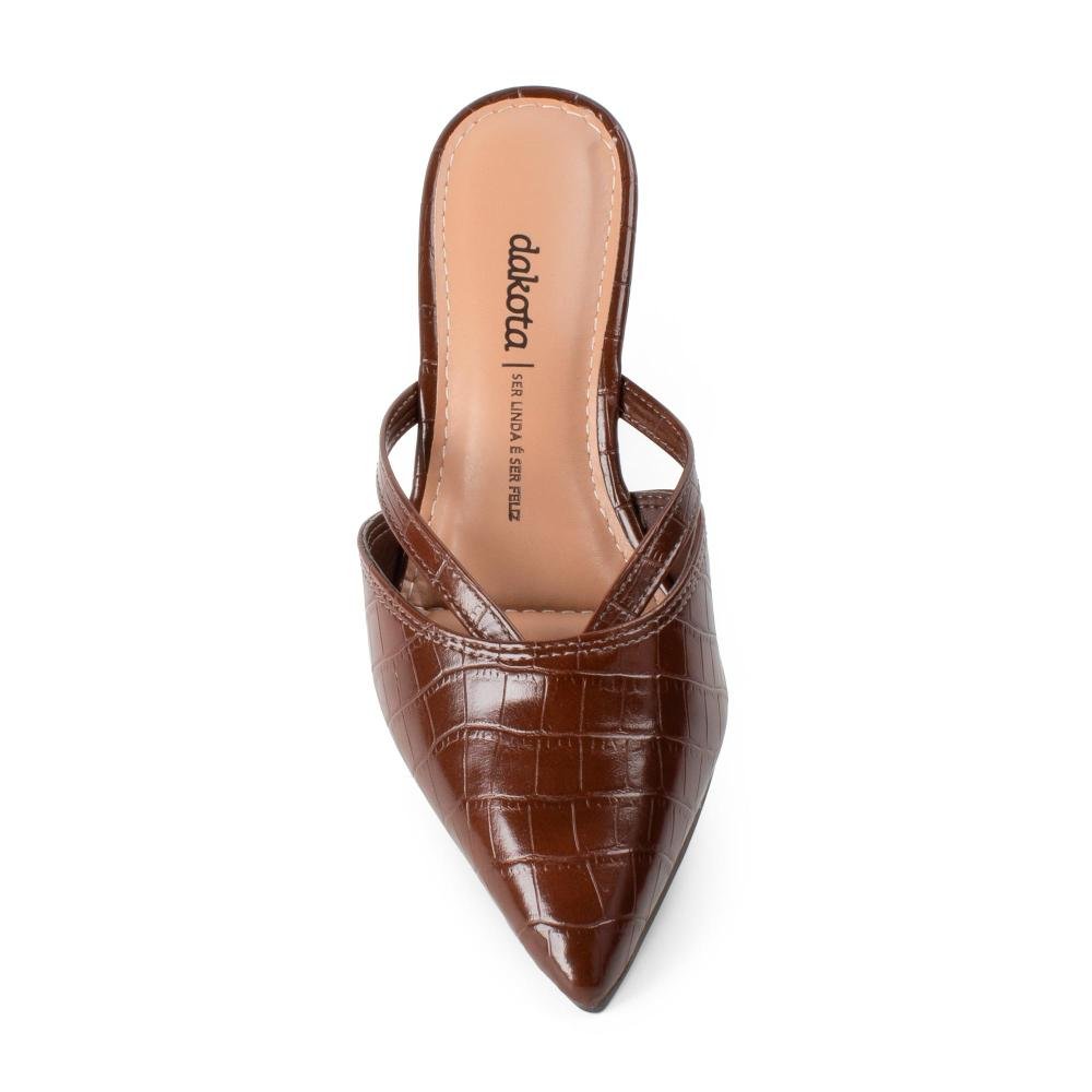 Mule Dakota de Salto Baixo Feminino D2372 Marrom 6