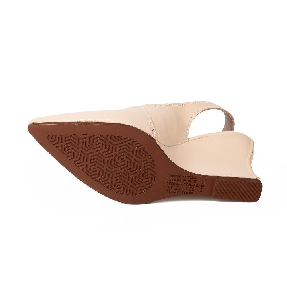 Sapato Tanara Em Couro Anabela Feminino T9514 Bege 5