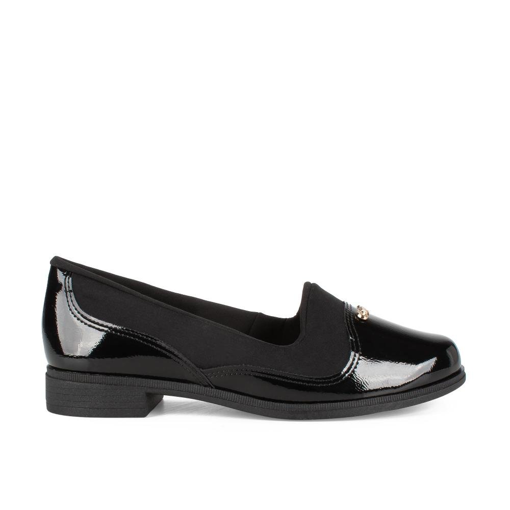 Sapato Campesí de Salto Baixo Feminino CE391 Preto 3