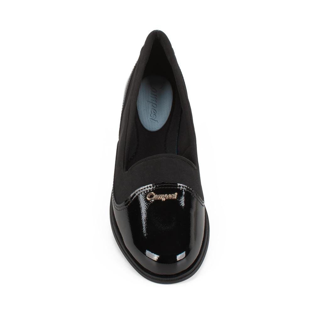 Sapato Campesí de Salto Baixo Feminino CE391 Preto 6