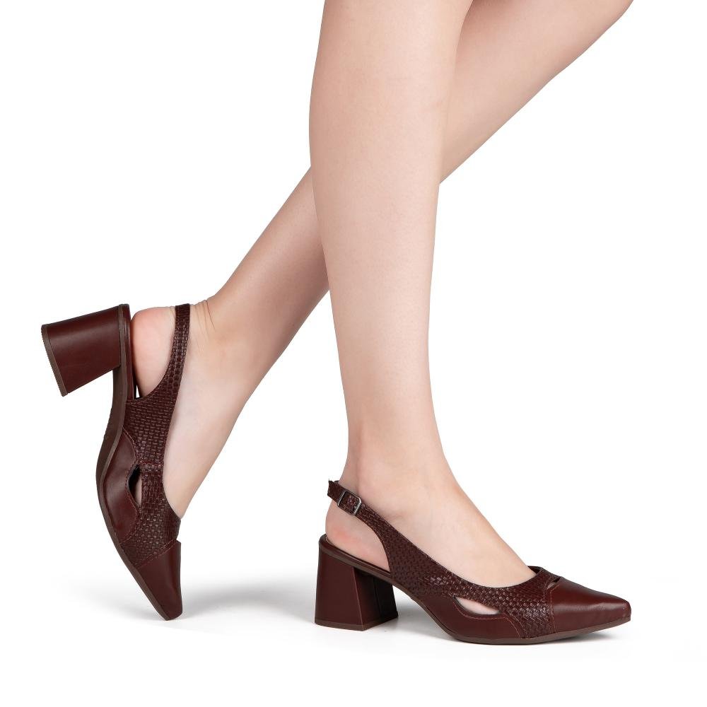 Scarpin Dakota de Salto Bloco Feminino D2351 Bordô 2