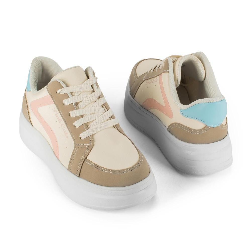 Tênis Pink Cats Infantil Flatform V6212 Bege 6