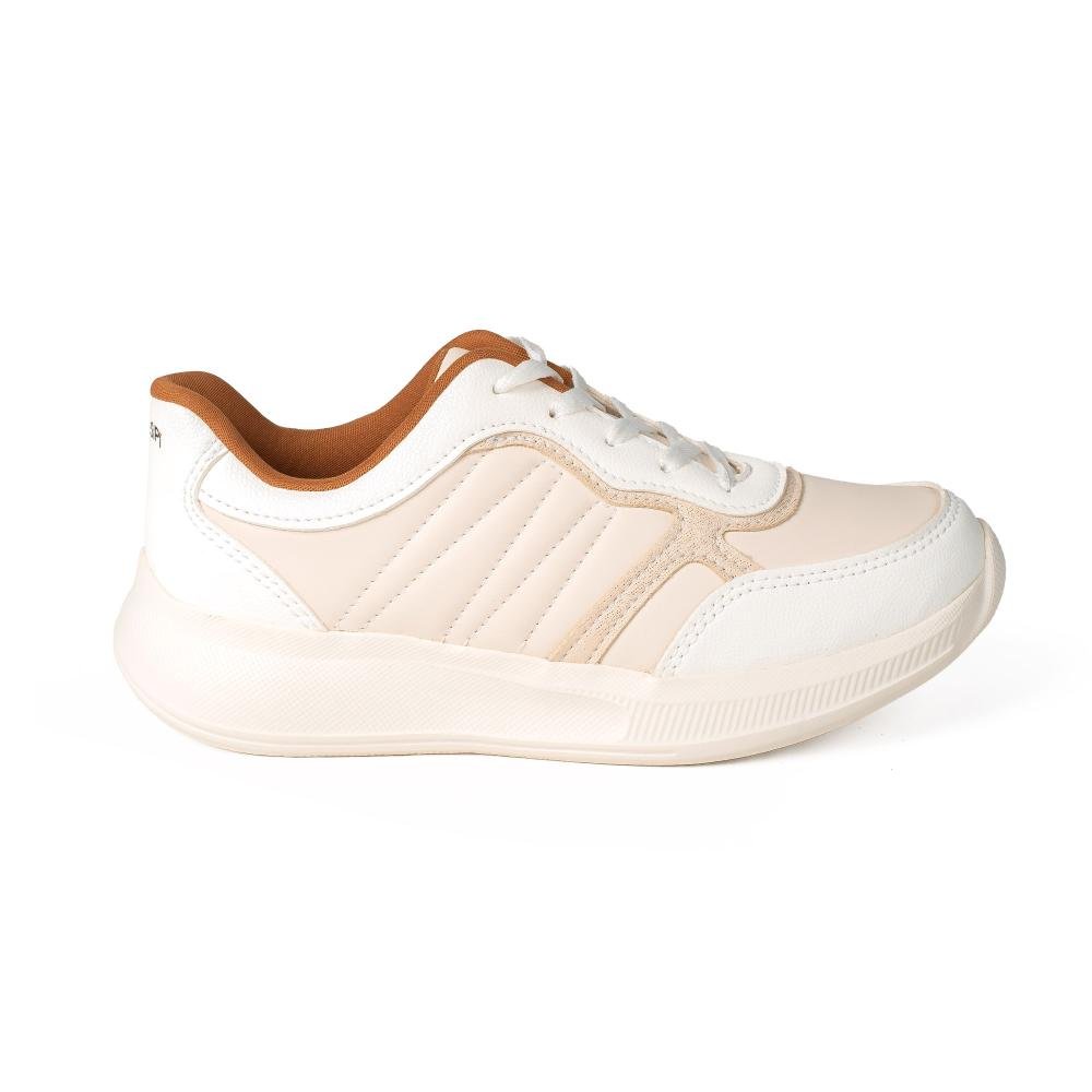 Tênis Mississipi Jogging Feminino J1752 Bege/Branco 3