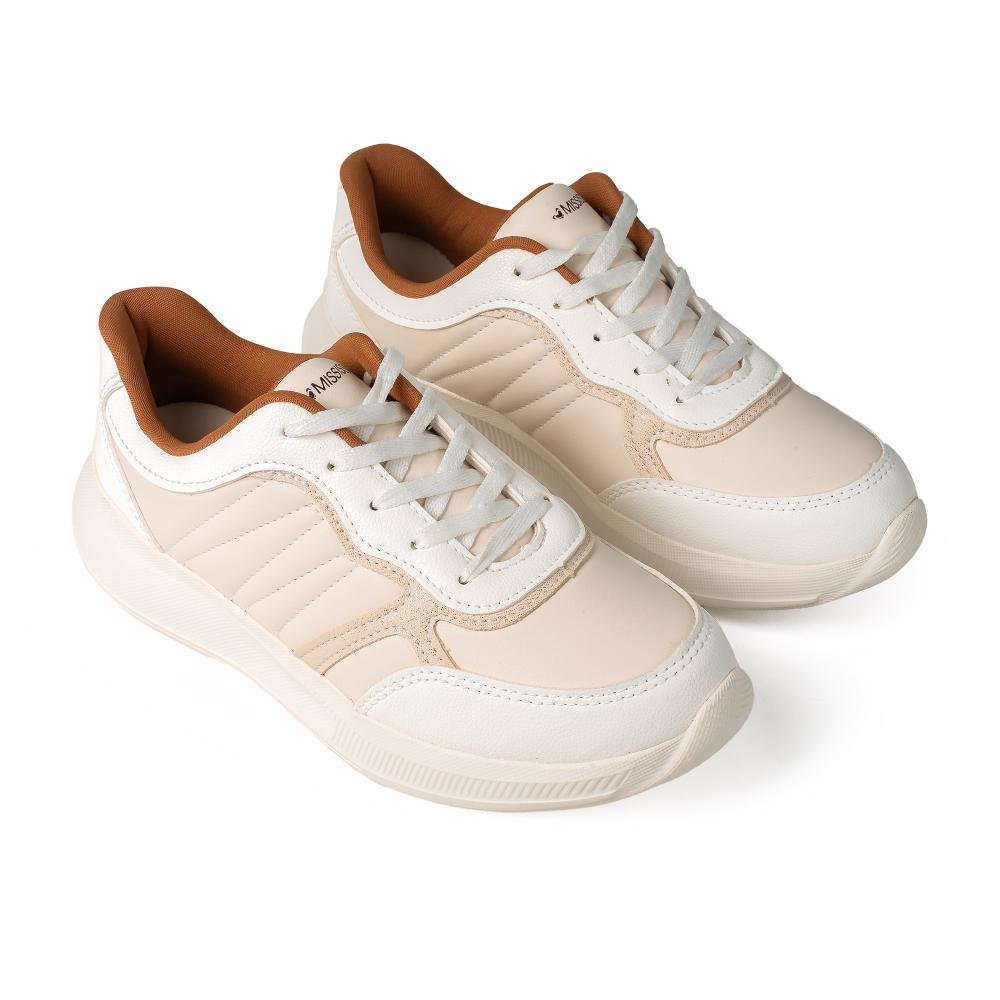 Tênis Mississipi Jogging Feminino J1752 Bege/Branco 6
