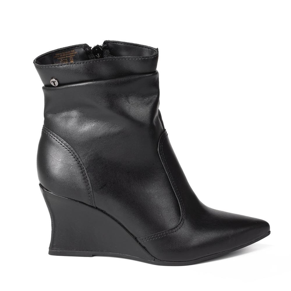 Bota Tanara Em Couro de Cano Curto Feminina T9651 Preto 3