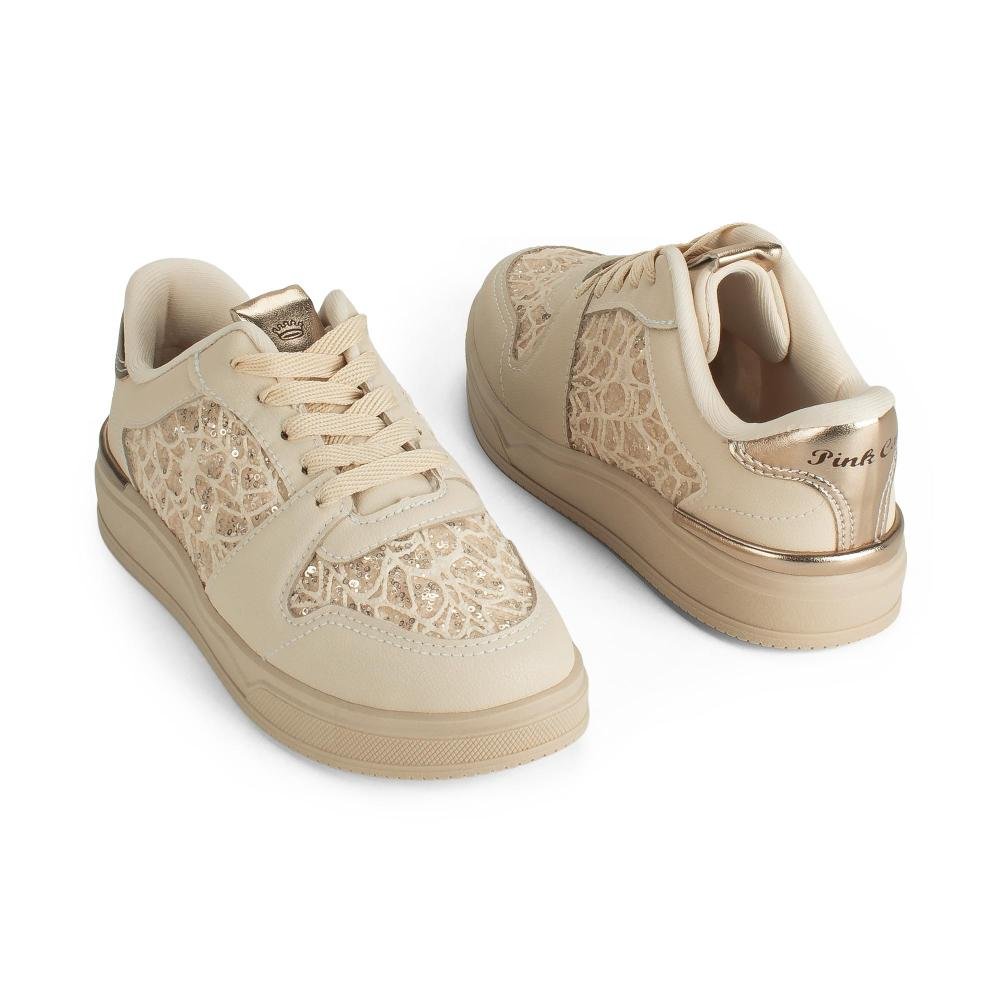 Tênis Pink Cats Infantil Casual V6482 Bege 6