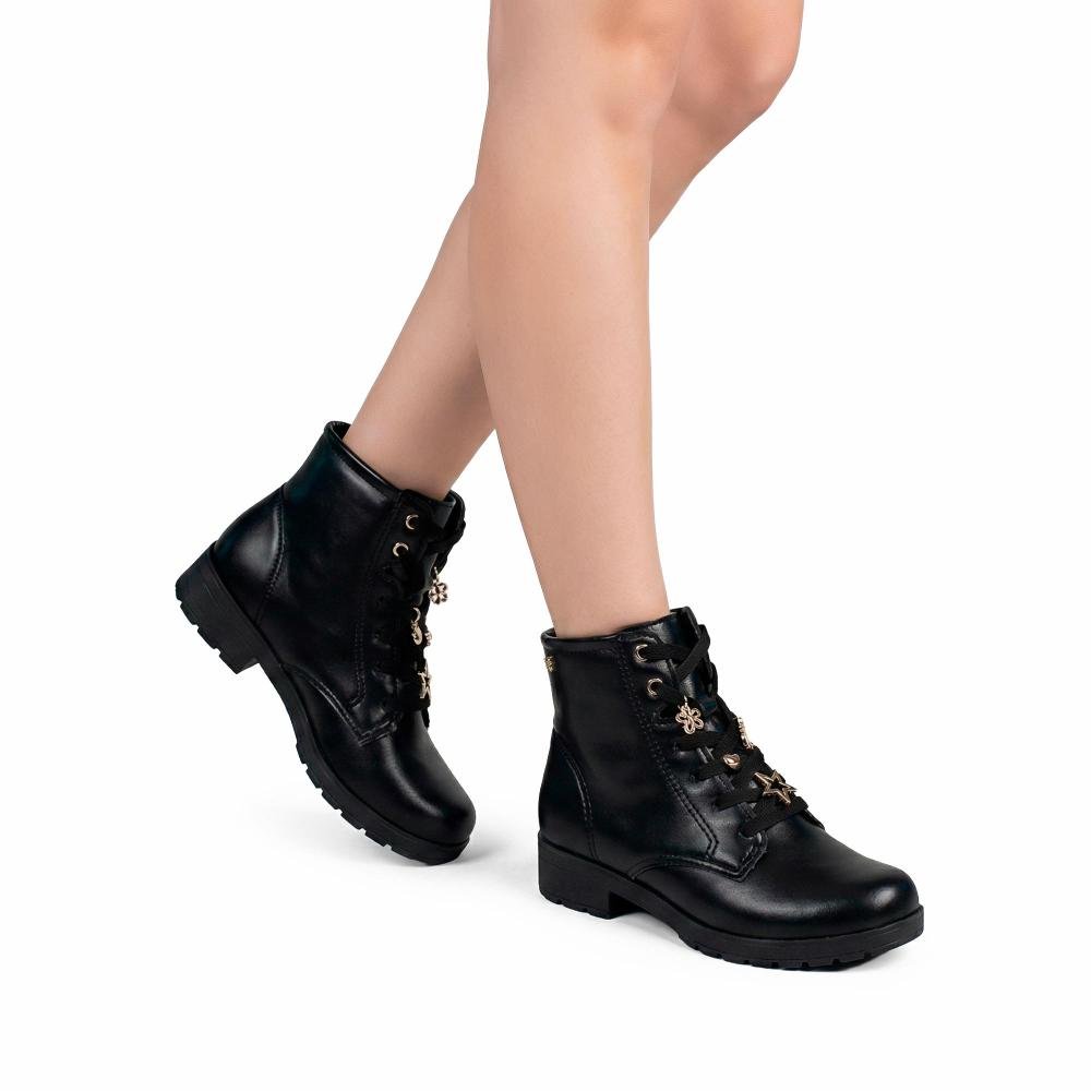 Bota Coturno Pink Cats Infantil V6055 Preto 2