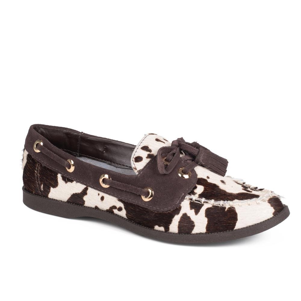 Mocassim Tanara Em Couro Animal Print Feminino T9492