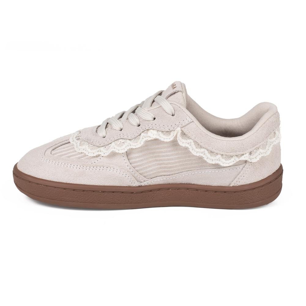 Tênis Tanara Em Couro Casual Feminino T9442 Bege 4