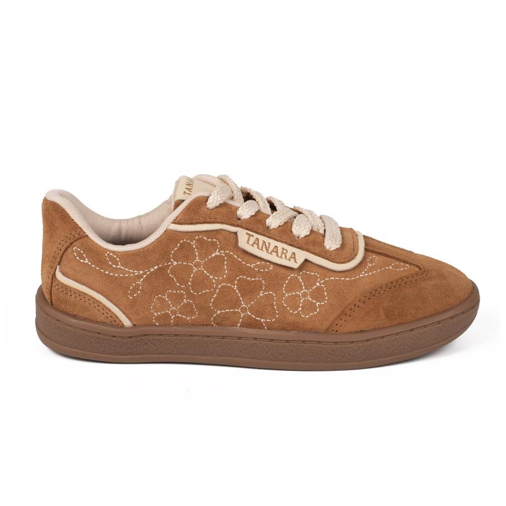 Tênis Tanara Em Couro Casual Feminino T9441 Caramelo 3