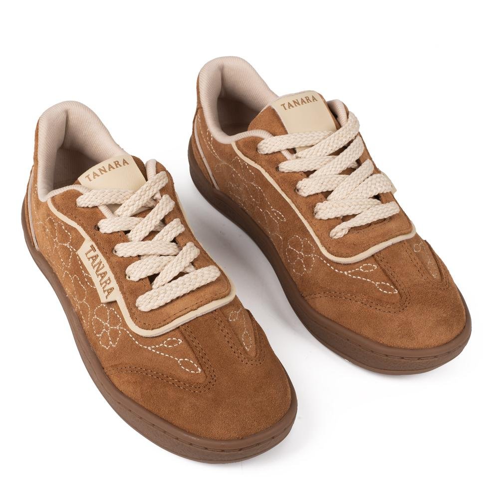 Tênis Tanara Em Couro Casual Feminino T9441 Caramelo 6