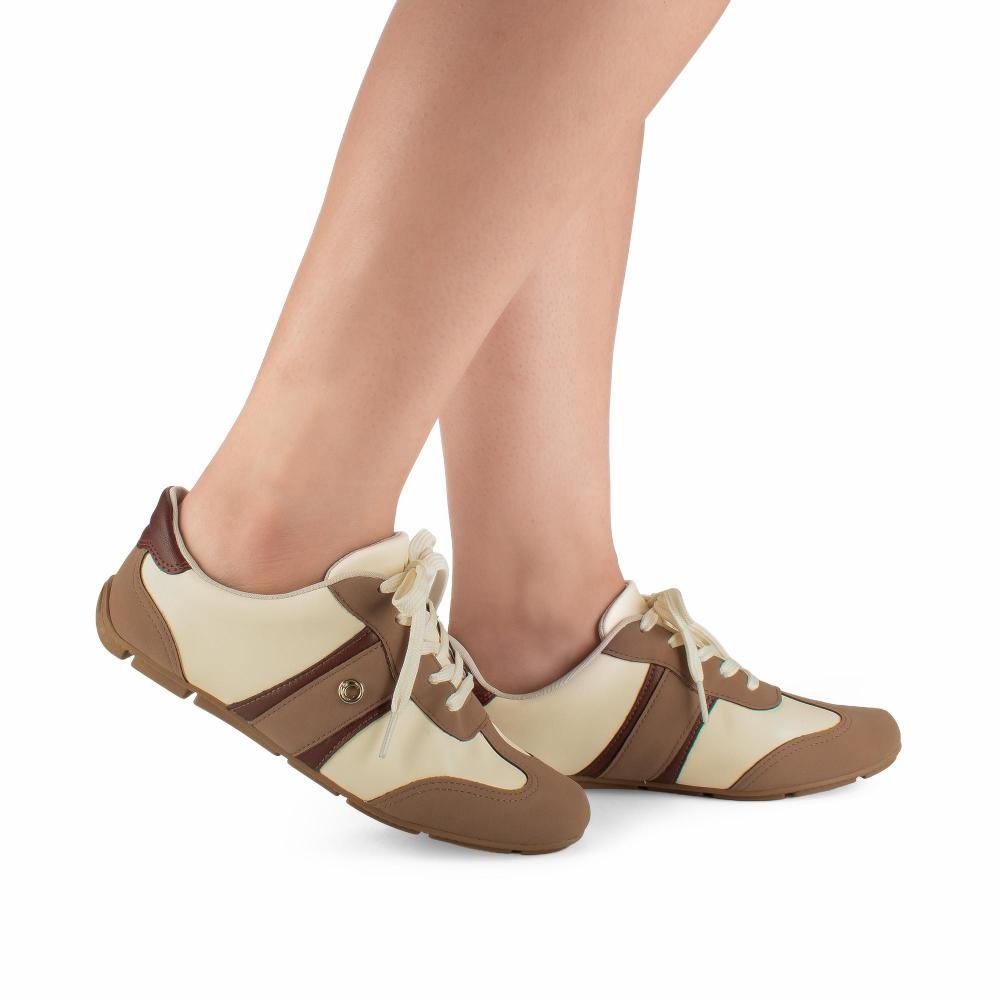 Tênis Campesí Casual Feminino CE341 Off White/Marrom 2