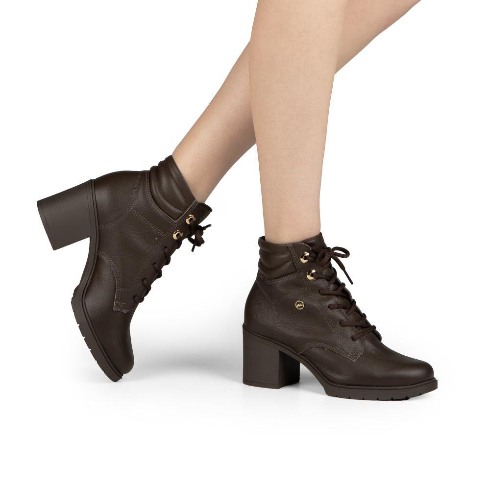 Bota Coturno Dakota de Salto Bloco Em Couro Feminina D0461 Café 5