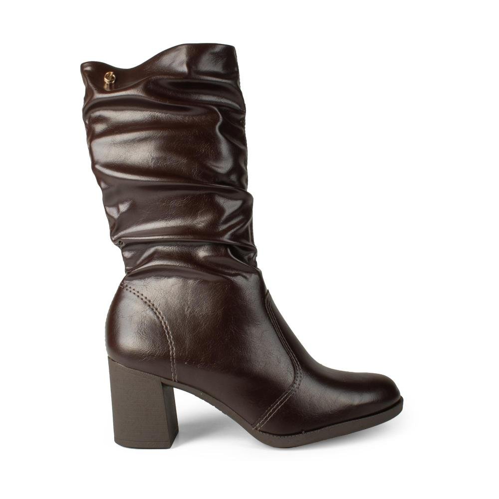 Bota Dakota Slouch de Salto Bloco Feminina D2196 Café 3