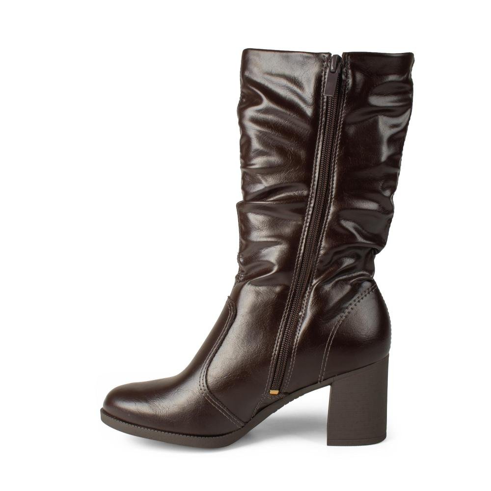 Bota Dakota Slouch de Salto Bloco Feminina D2196 Café 4