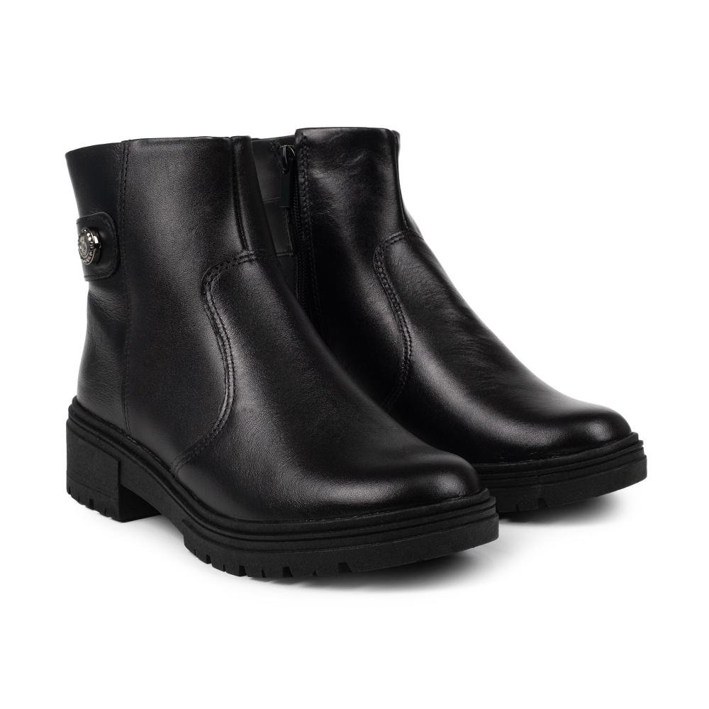 Bota Dakota de Cano Curto Em Couro Feminina D2411 Preto 6