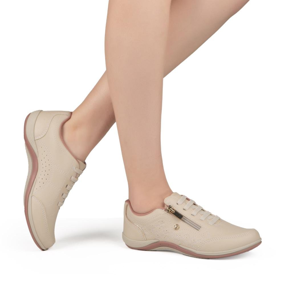 Tênis Kolosh Casual de Calce Fácil Feminino C3846 Bege/rosa 2