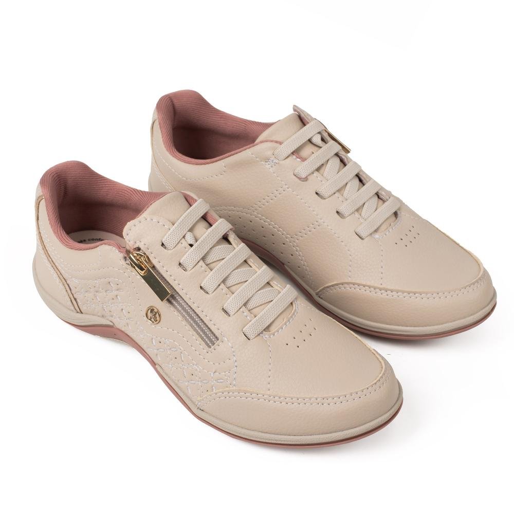 Tênis Kolosh Casual de Calce Fácil Feminino C3846 Bege/rosa 5