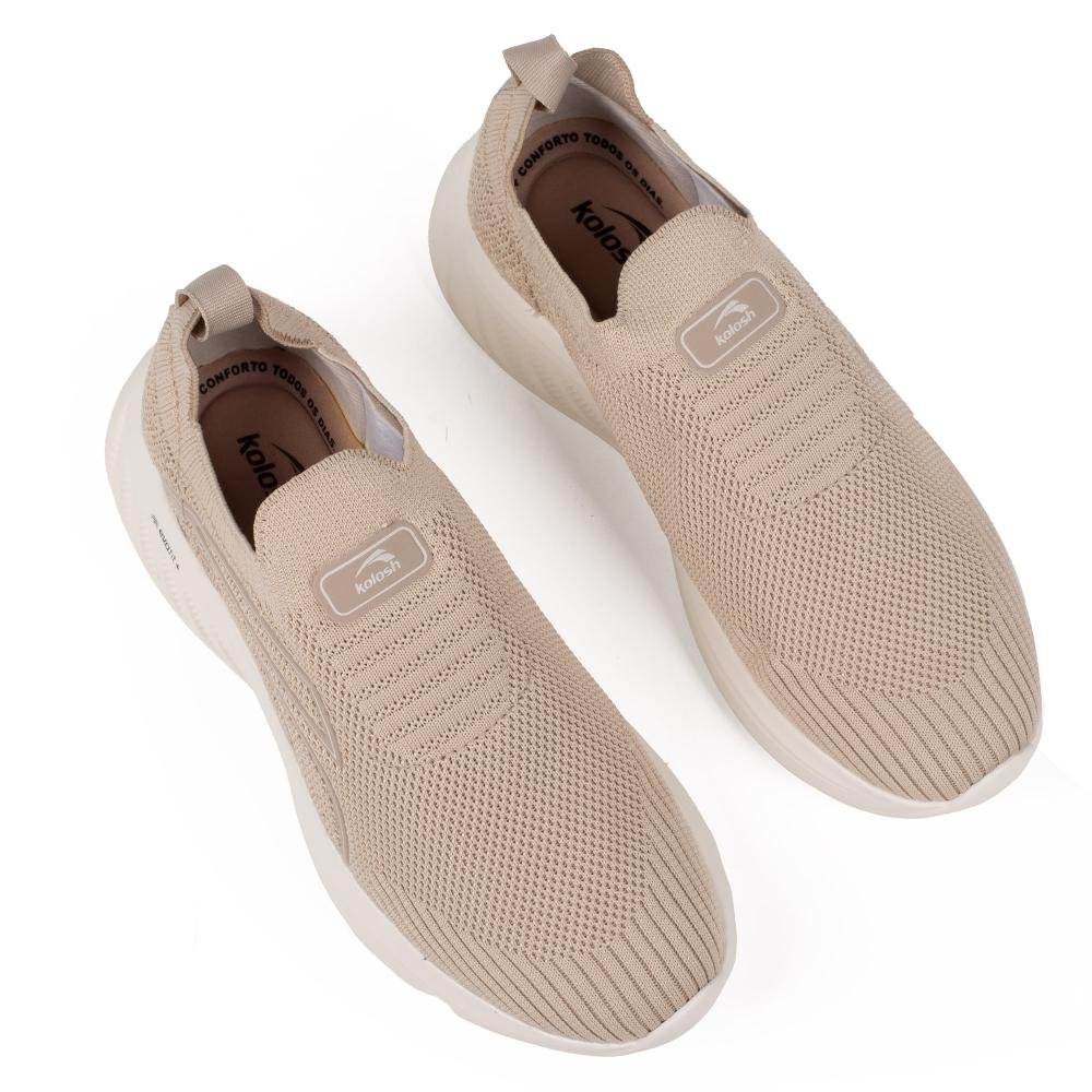 Tênis Kolosh Esportivo Slip On Feminino E0189 Bege 5