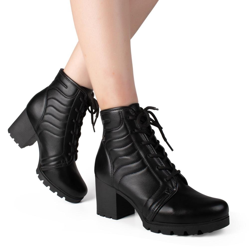 Bota Coturno Dakota de Salto Bloco Feminina D2441 Preto 2
