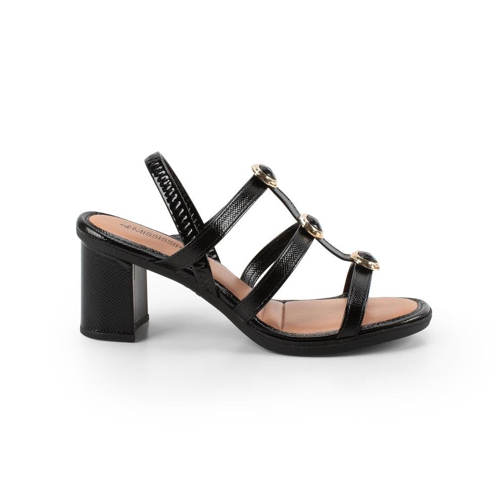 Sandália Mississipi de Salto Bloco Feminina J0591 Preto 3