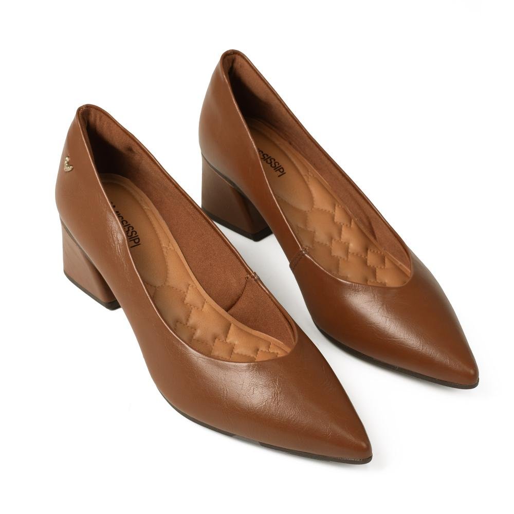 Scarpin Mississipi de Salto Bloco Feminino J1941 Marrom 6