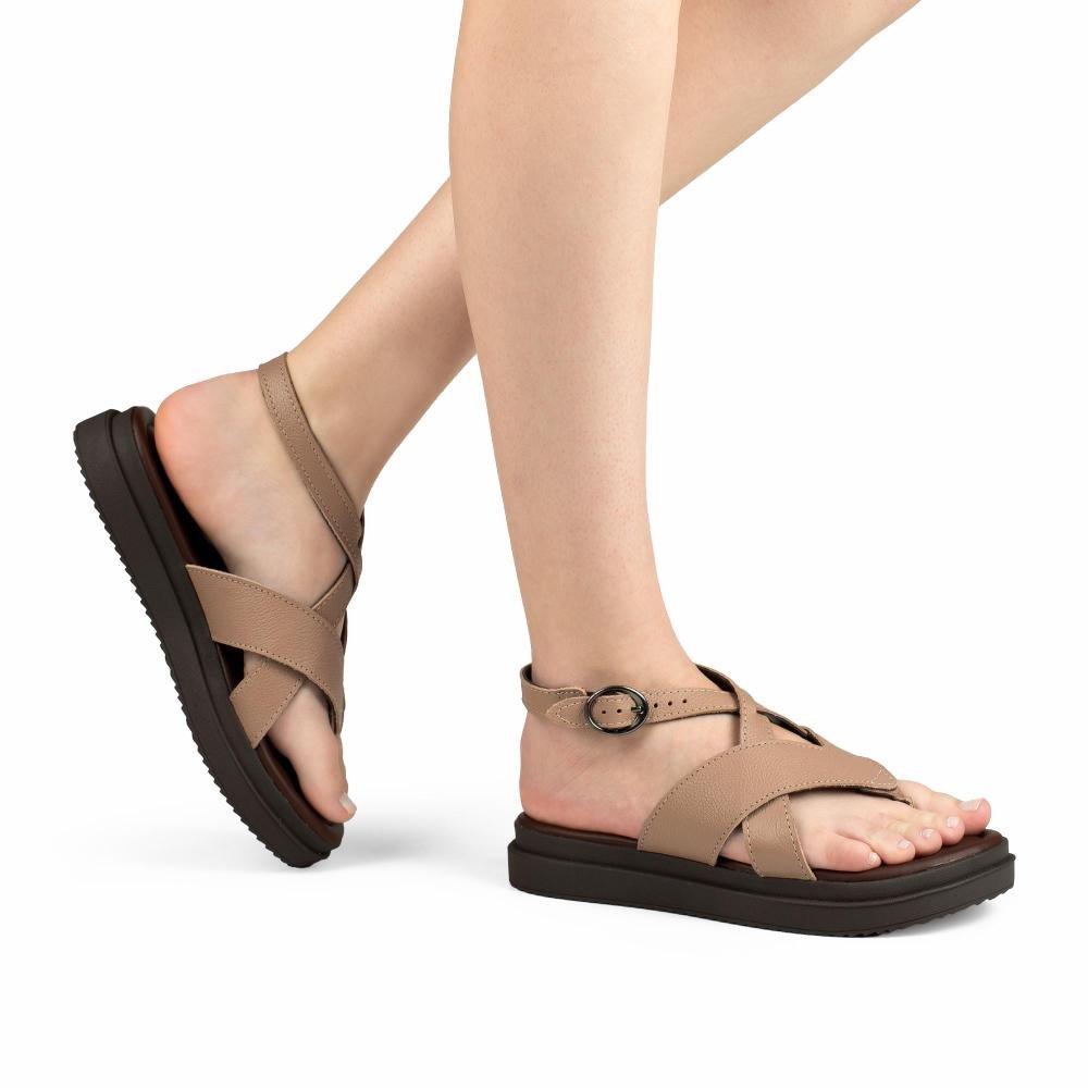 Sandália Dakota Flatform Em Couro Feminina DB171 Bege 2