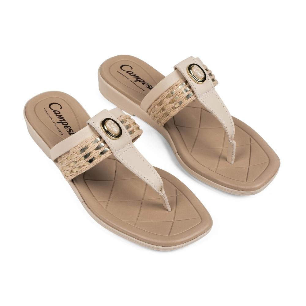Chinelo Campesí Anabela Feminina CP236 Off White 6