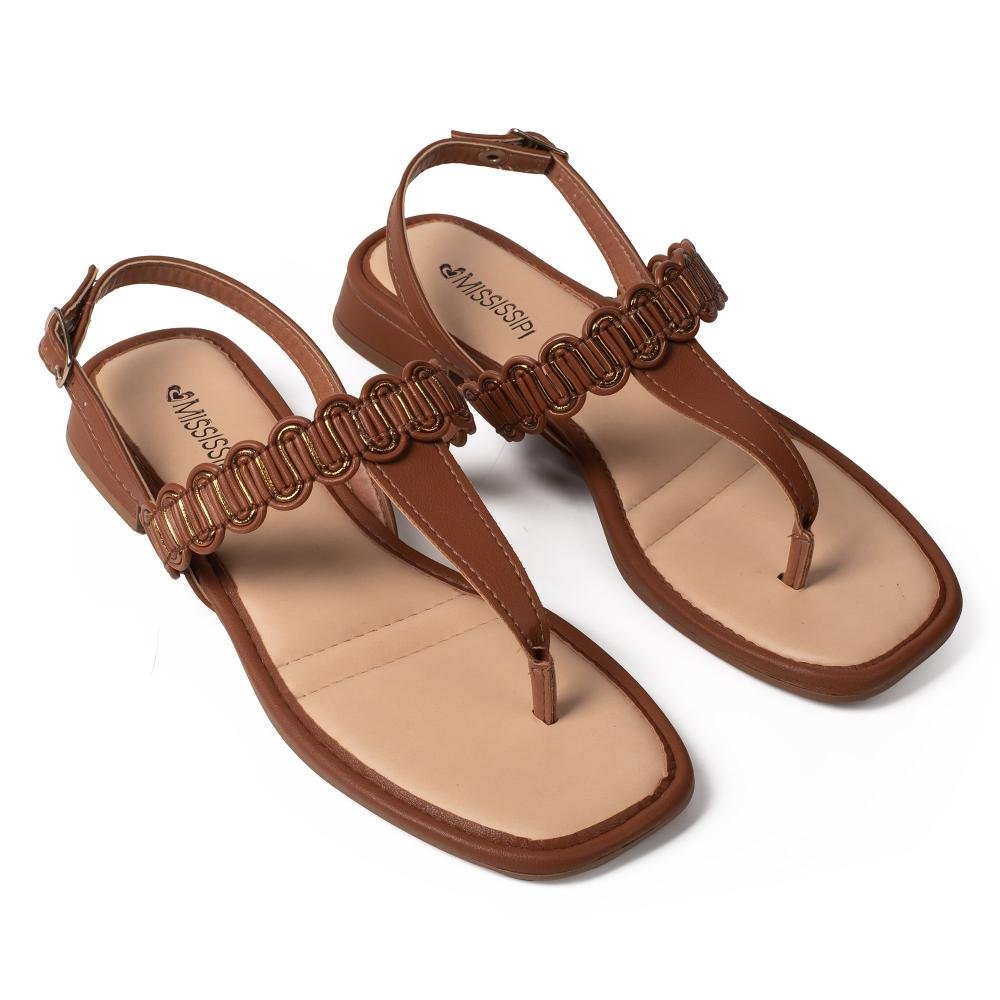 Sandália Mississipi de Salto Baixo Feminina ME392 Caramelo 6
