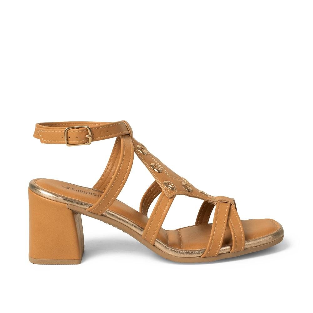 Sandália Mississipi de Salto Bloco Feminina J0932 Caramelo 3