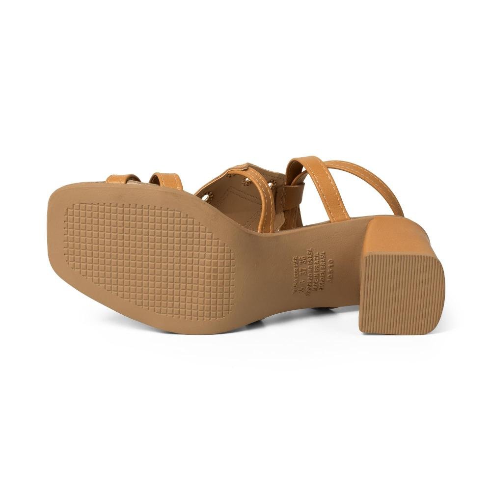 Sandália Mississipi de Salto Bloco Feminina J0932 Caramelo 5