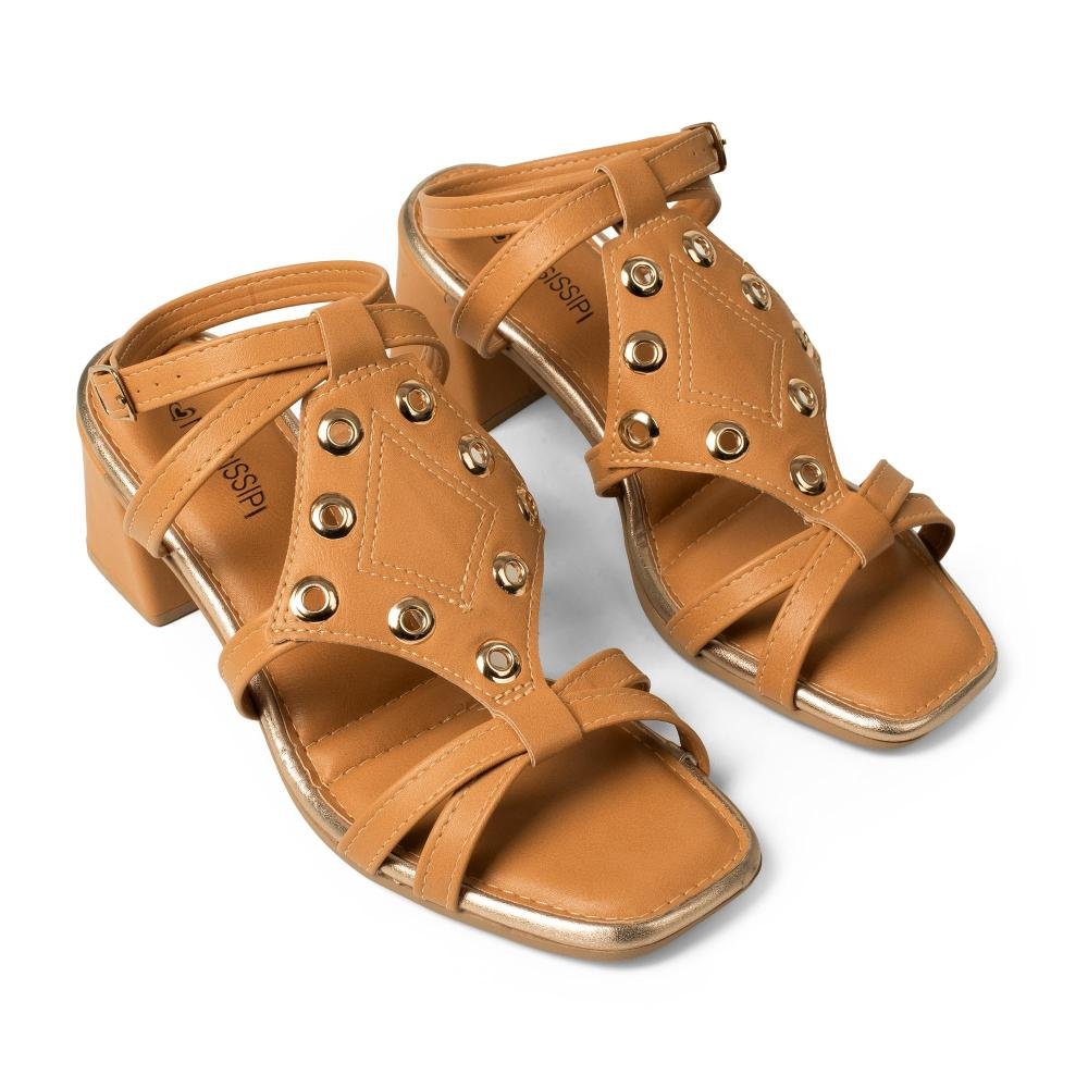 Sandália Mississipi de Salto Bloco Feminina J0932 Caramelo 6