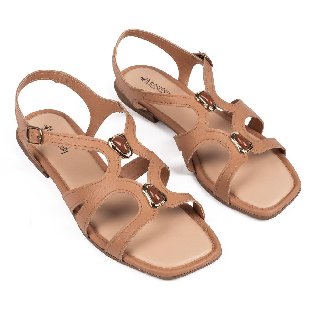 Sandália Mississipi Rasteira Feminina J0132 Bege 6