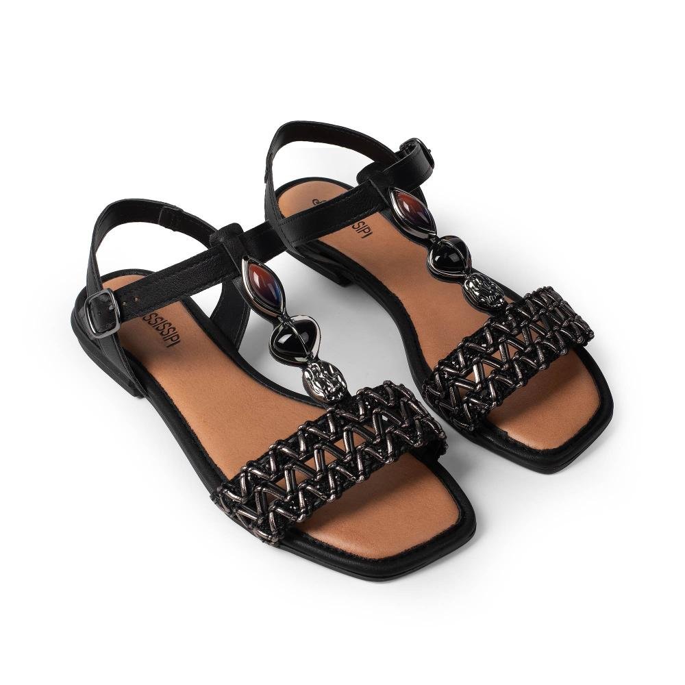 Sandália Mississipi Rasteira Feminina J0442 Preto 6